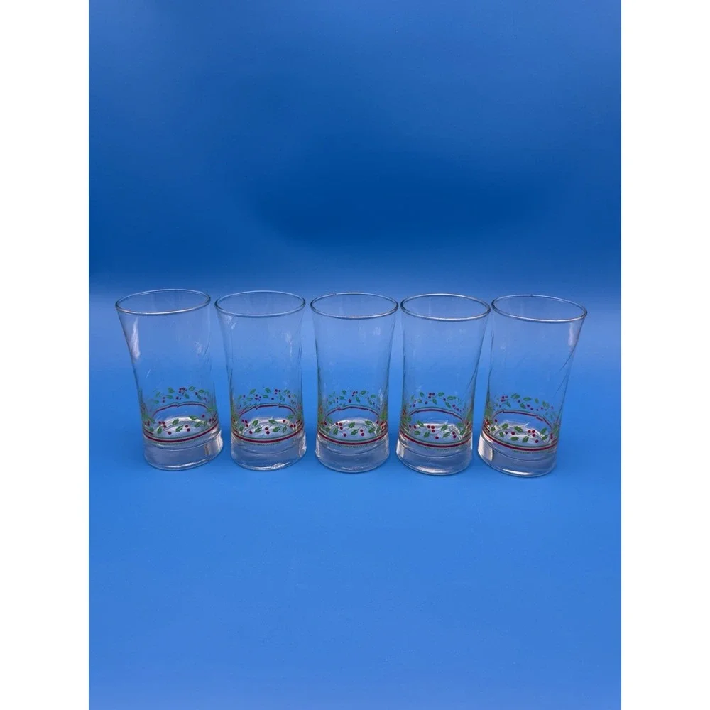 Vintage Arby's Libbey Holly Berry Christmas Glasses Collection 1987 Set Of 5